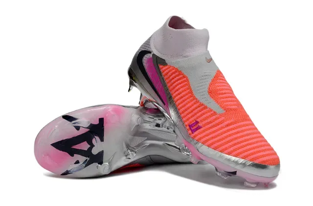 Nike Phantom GT Laranja Rosa Tênis de Futebol Colar Sock-Fit Upper Tricô Ribbed Superfície Firm-Ground 3