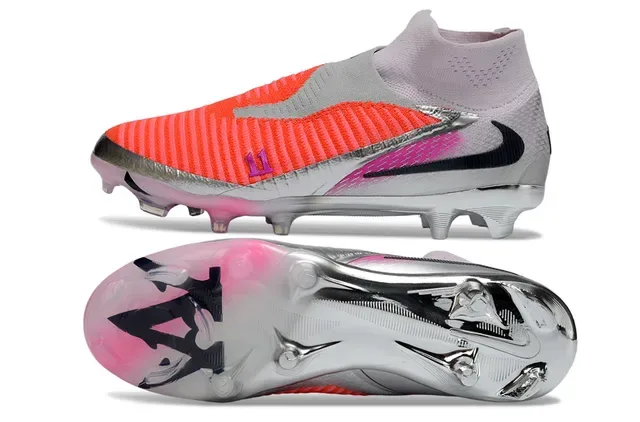 Nike Phantom GT Laranja Rosa Tênis de Futebol Colar Sock-Fit Upper Tricô Ribbed Superfície Firm-Ground 5