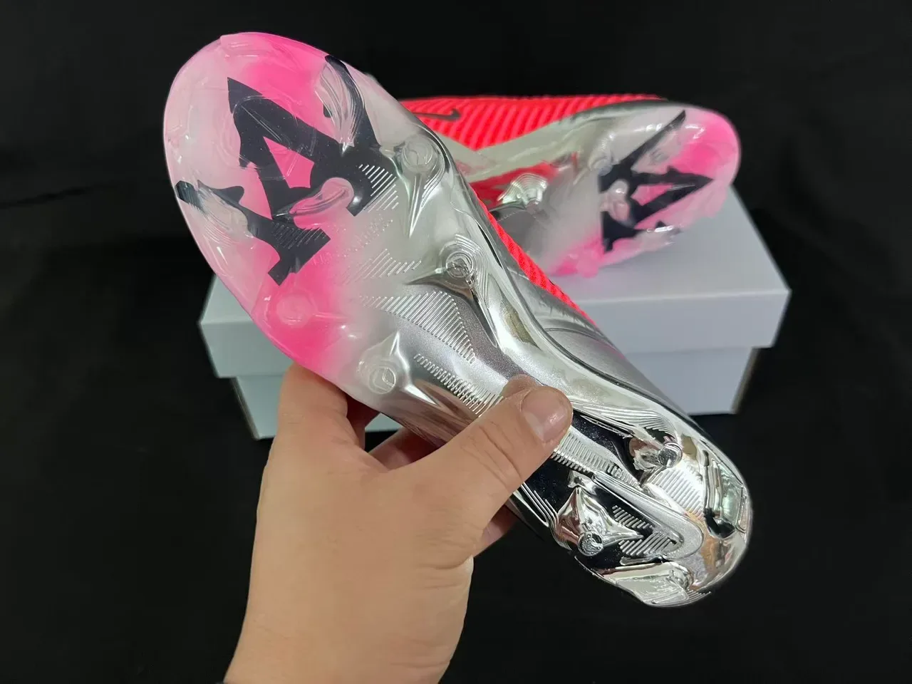 Nike Phantom GT Laranja Rosa Tênis de Futebol Colar Sock-Fit Upper Tricô Ribbed Superfície Firm-Ground 9