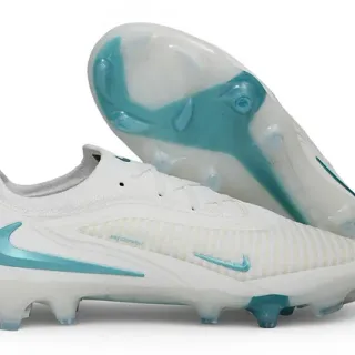 Nike Phantom GT White Blue Knit Upper Transparent TPU Cage Firm-Ground Soccer Shoes