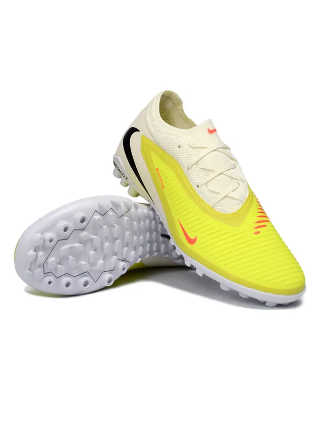 Nike Phantom GT Yellow Beige Low-Cut Knit Upper Asymmetrical Lacing Artificial-Grass Soccer Shoes 2