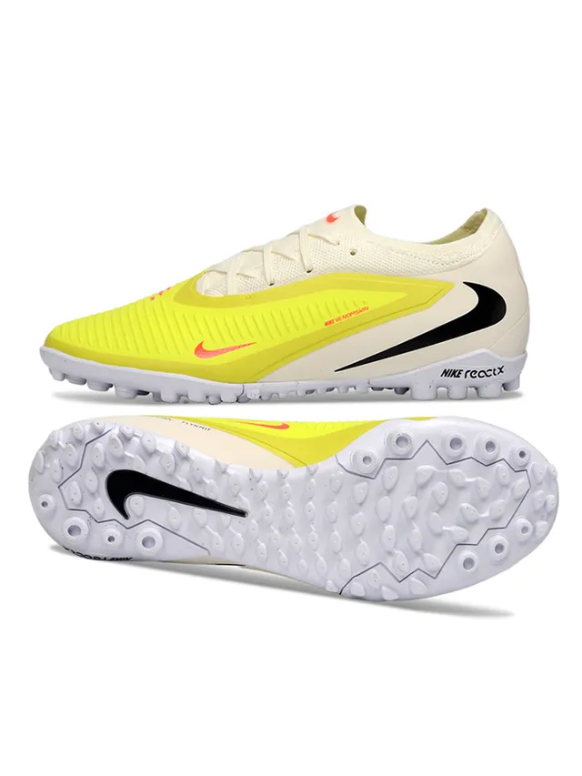 Nike Phantom GT Yellow Beige Low-Cut Knit Upper Asymmetrical Lacing Artificial-Grass Soccer Shoes 6