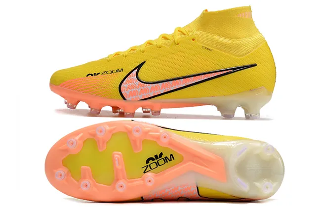 Nike Phantom GT Jaune Orange Haut Cut Ajuste Chaussure Tige Flyknit Terrain Firme Chaussures de Football 19