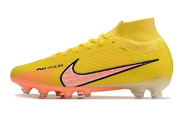 Nike Phantom GT Jaune Orange Haut Cut Ajuste Chaussure Tige Flyknit Terrain Firme Chaussures de Football 22