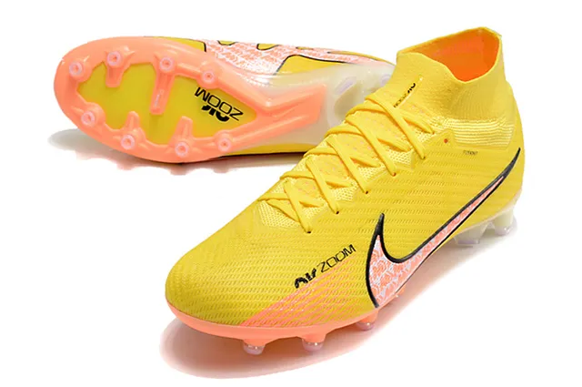 Nike Phantom GT Jaune Orange Haut Cut Ajuste Chaussure Tige Flyknit Terrain Firme Chaussures de Football 23