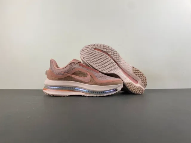 Nike Chaussures de running rose beige avec upper de knit visible Air Zoom Unit 12