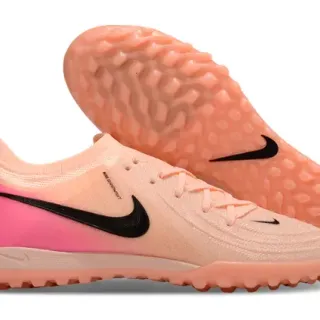 Nike Zapatillas de fútbol upper knit rosa y naranja gradiente para turf