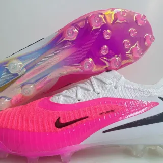 Nike Pink White Knit Upper Low-Cut Collar Firm-Ground Soccer Shoes
