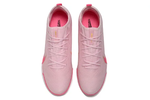 Nike Pink White Knit Upper Low-Cut Silhouette Indoor Soccer Shoes 2