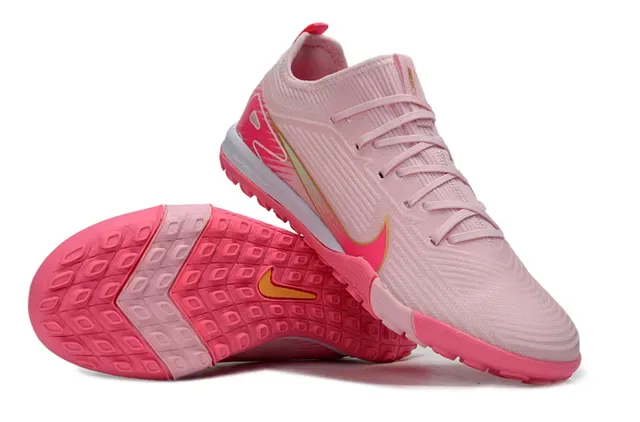 Nike Pink White Knit Upper Low-Cut Silhouette Indoor Soccer Shoes 3