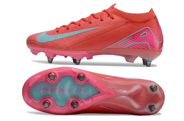 Nike Red Blue Knit Upper Low-Cut Collar Firm-Ground Soccer Shoes 6