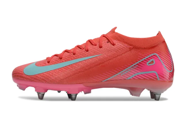 Nike Red Blue Knit Upper Low-Cut Collar Firm-Ground Soccer Shoes 7
