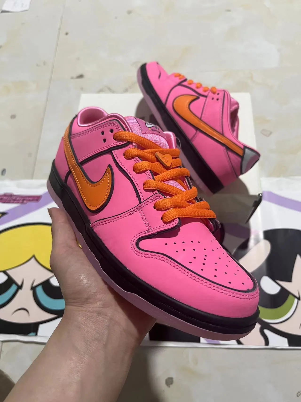 Nike SB Dunk Low 粉色橙色黑色滑板鞋 2
