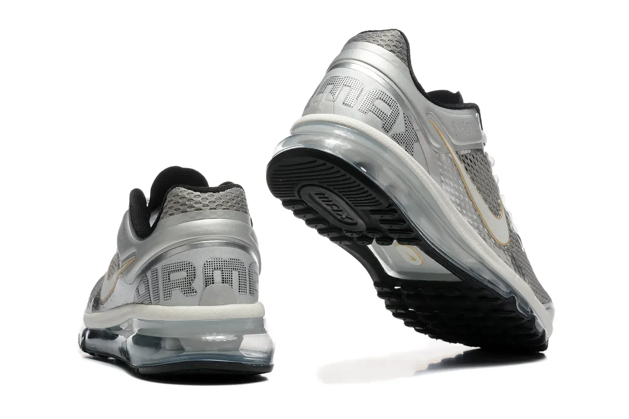 Nike Silver Black Metallic Synthetic Overlay Engineered Mesh Running Shoes 2