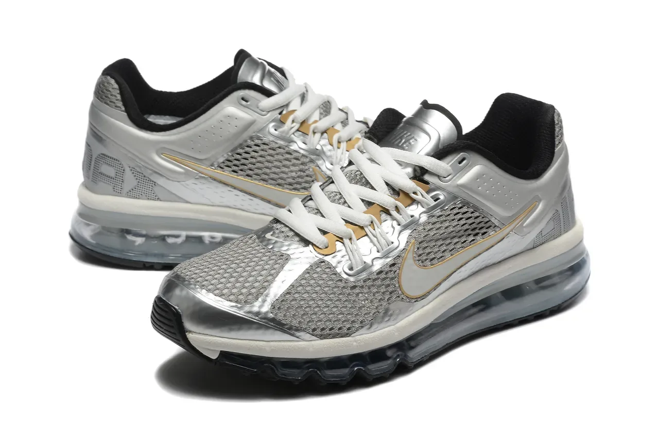 Nike Silver Black Metallic Synthetic Overlay Engineered Mesh Running Shoes 5