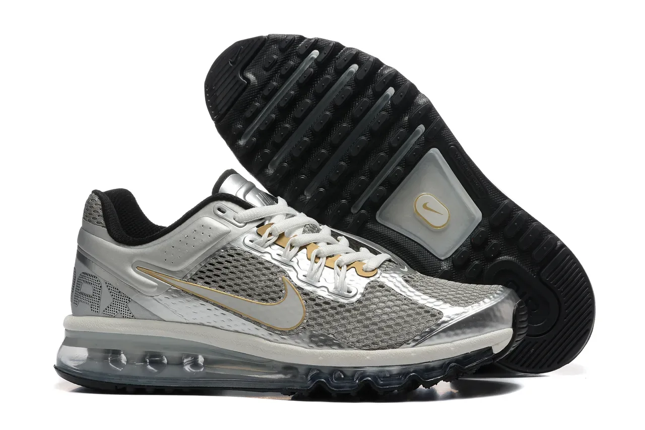 Nike Silver Black Metallic Synthetic Overlay Engineered Mesh Running Shoes 6