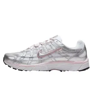 Nike Silver Pink Metallic Mesh And Synthetic Overlay Swoosh Midsole Lifestyle Sneakers