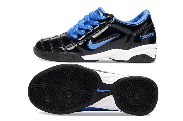 Nike Total 90 III Black Blue Glossy Synthetic Upper Lace-Up Sneakers 4