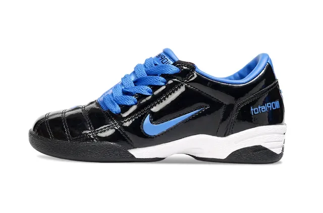 Nike Total 90 III Black Blue Glossy Synthetic Upper Lace-Up Sneakers 8