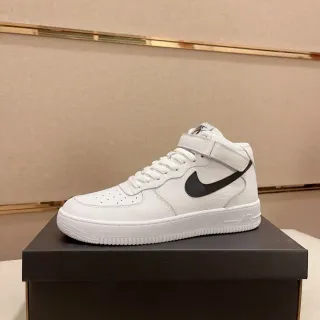 Nike White Black High-Top Leather Upper Lifestyle Sneakers
