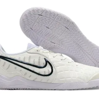 Nike White Black Quilted Synthetic Upper Perforated Mesh Ventilation Indoor Soccer Shoes