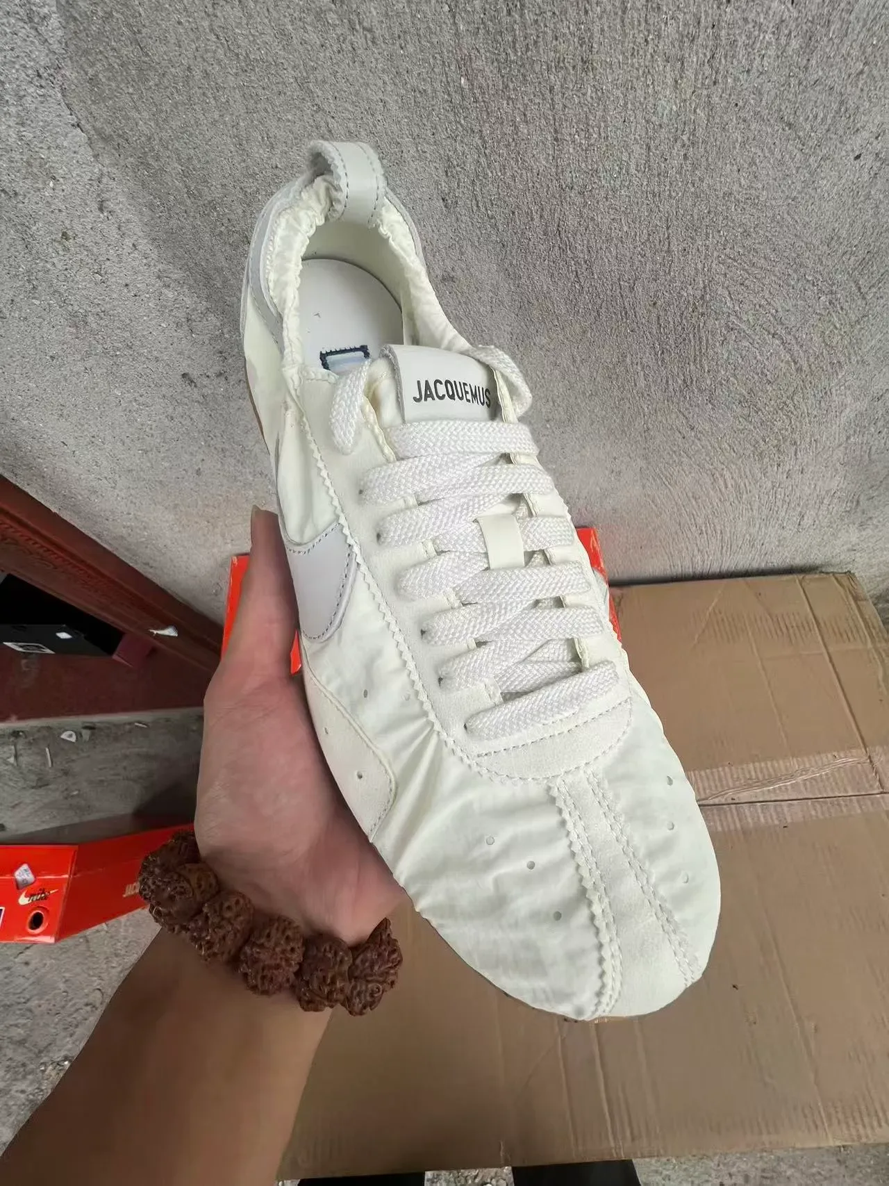 Nike White Brown Nylon Upper Tonal Swoosh Lifestyle Sneakers 2