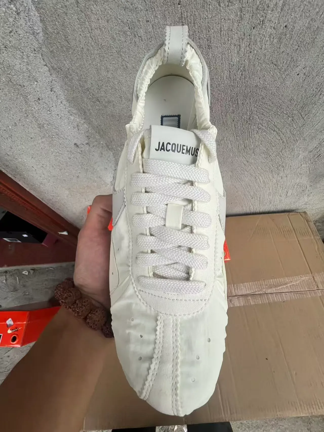 Nike White Brown Nylon Upper Tonal Swoosh Lifestyle Sneakers 3
