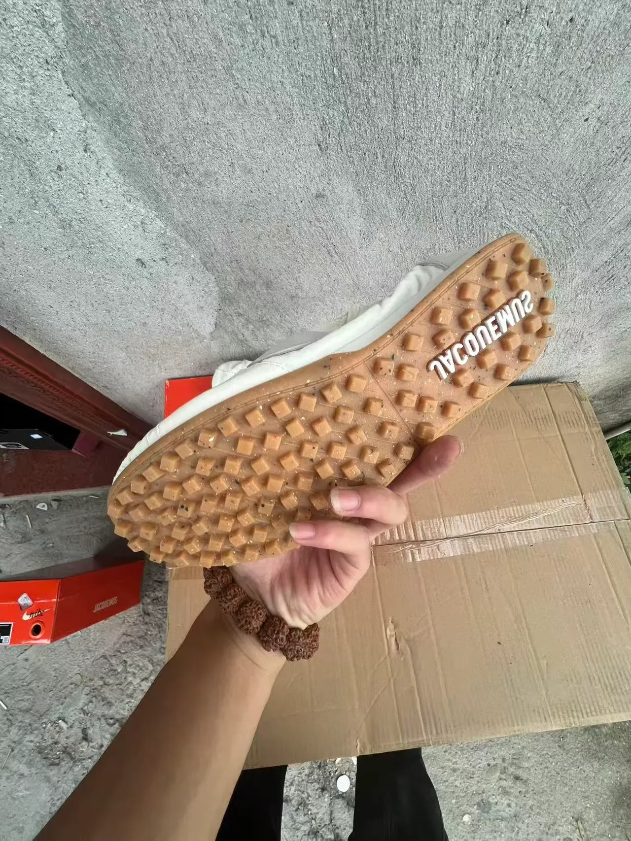 Nike White Brown Nylon Upper Tonal Swoosh Lifestyle Sneakers 5