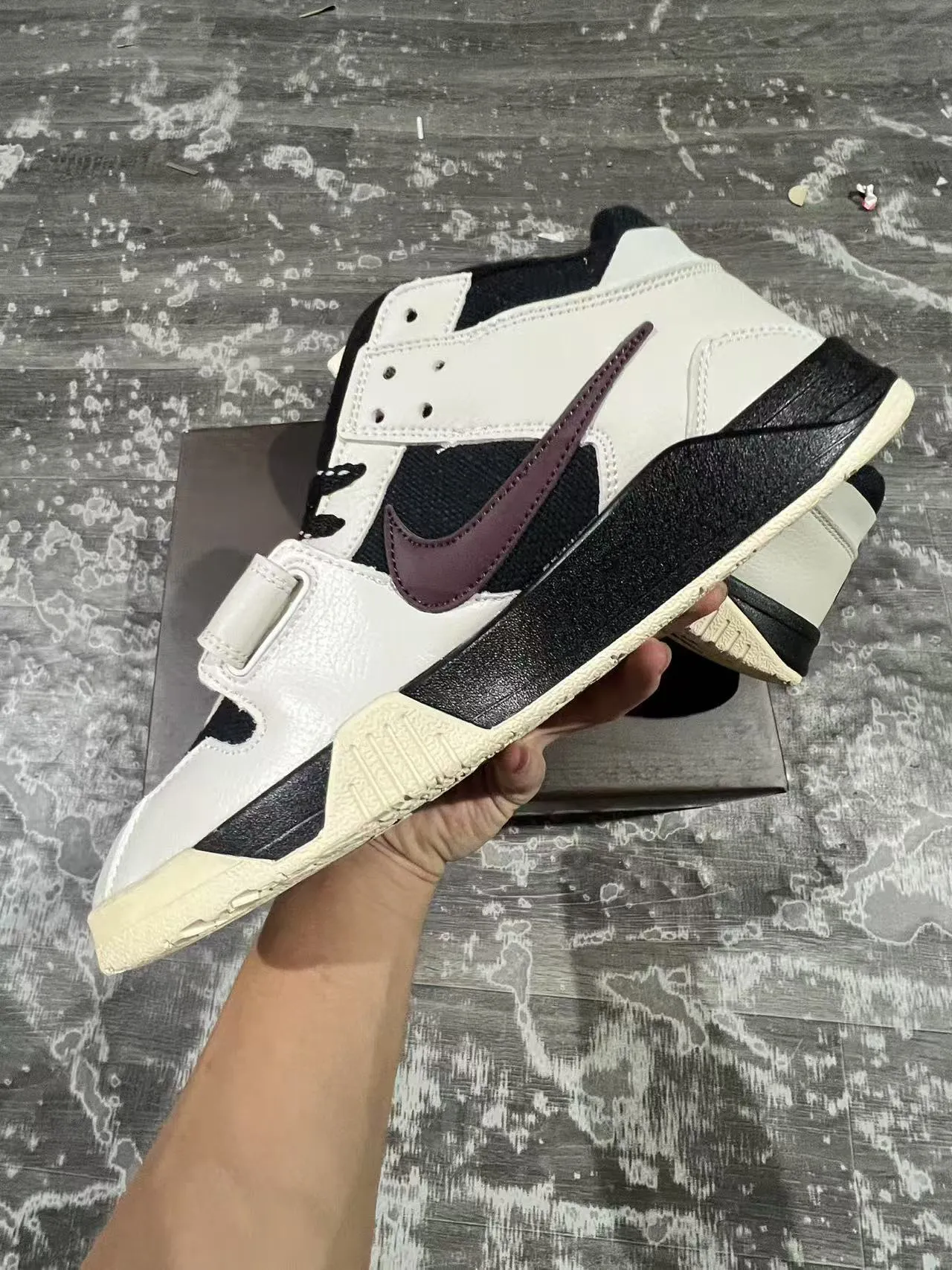 Nike White Burgundy Layered Upper Strap-Accented Vamp Lifestyle Sneakers 5