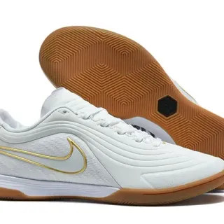 Nike White Gold Low-Top Gum Sole Indoor Soccer Shoes