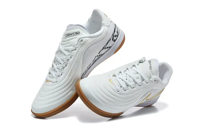 Nike White Gold Low-Top Gum Sole Indoor Soccer Shoes 2