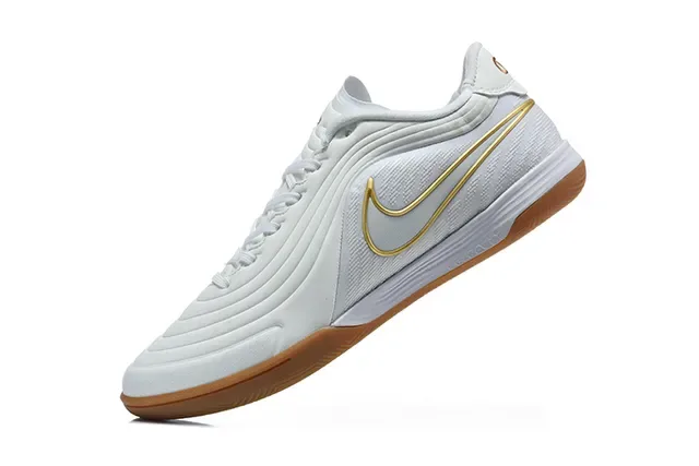 Nike White Gold Low-Top Gum Sole Indoor Soccer Shoes 4