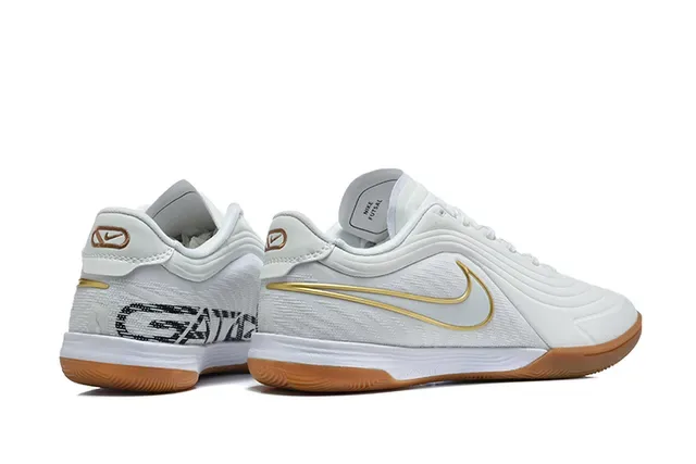 Nike White Gold Low-Top Gum Sole Indoor Soccer Shoes 5