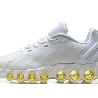 Nike White Gold Wave-Shaped Synthetic Cage Overlays Open Mesh Upper Lifestyle Sneakers
