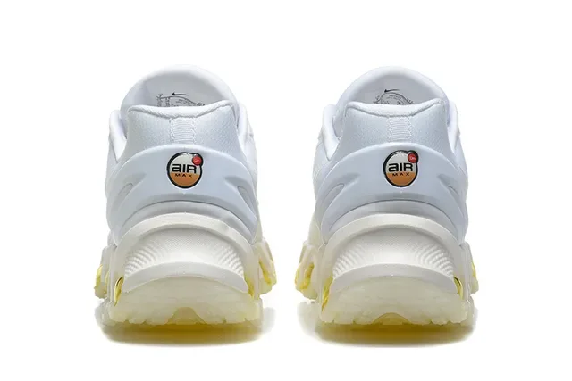 Nike White Gold Wave-Shaped Synthetic Cage Overlays Open Mesh Upper Lifestyle Sneakers 5