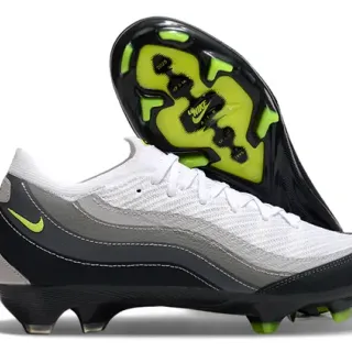 Nike White Green Low-Cut Knit Upper Wave-Patterned Synthetic Overlays Firm-Ground Soccer Shoes