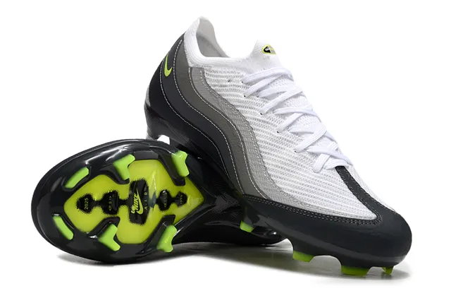 Nike White Green Low-Cut Knit Upper Wave-Patterned Synthetic Overlays Firm-Ground Soccer Shoes 2