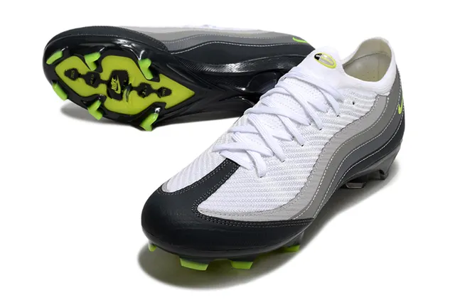 Nike White Green Low-Cut Knit Upper Wave-Patterned Synthetic Overlays Firm-Ground Soccer Shoes 3