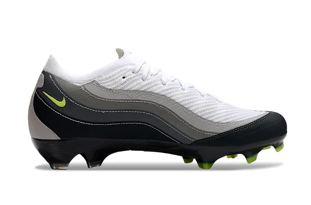 Nike White Green Low-Cut Knit Upper Wave-Patterned Synthetic Overlays Firm-Ground Soccer Shoes 5
