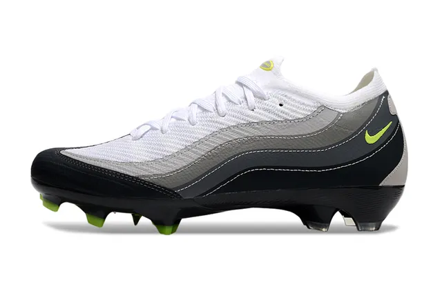 Nike White Green Low-Cut Knit Upper Wave-Patterned Synthetic Overlays Firm-Ground Soccer Shoes 6