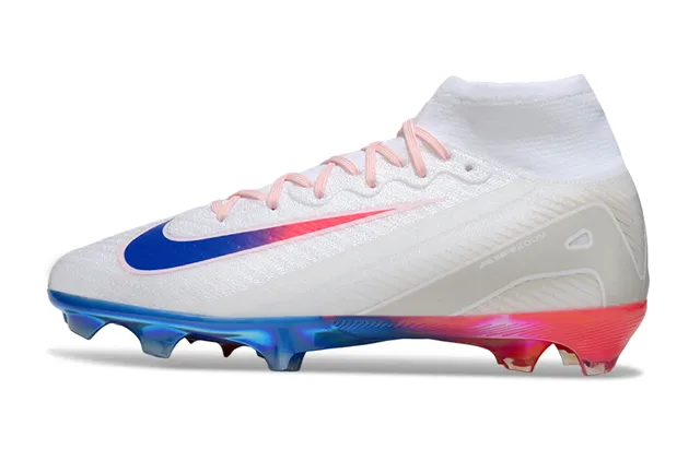 Nike White Multicolor High-Cut Knit Upper Iridescent Holographic Heel Plate Firm-Ground Soccer Shoes 2