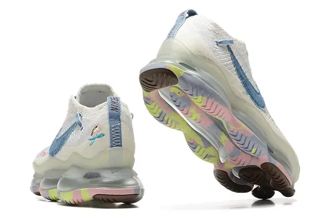 Nike White Multicolor Knit Upper Denim-Textured Swoosh Lifestyle Sneakers 3