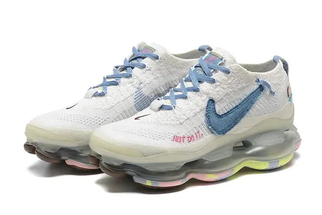 Nike White Multicolor Knit Upper Denim-Textured Swoosh Lifestyle Sneakers 7
