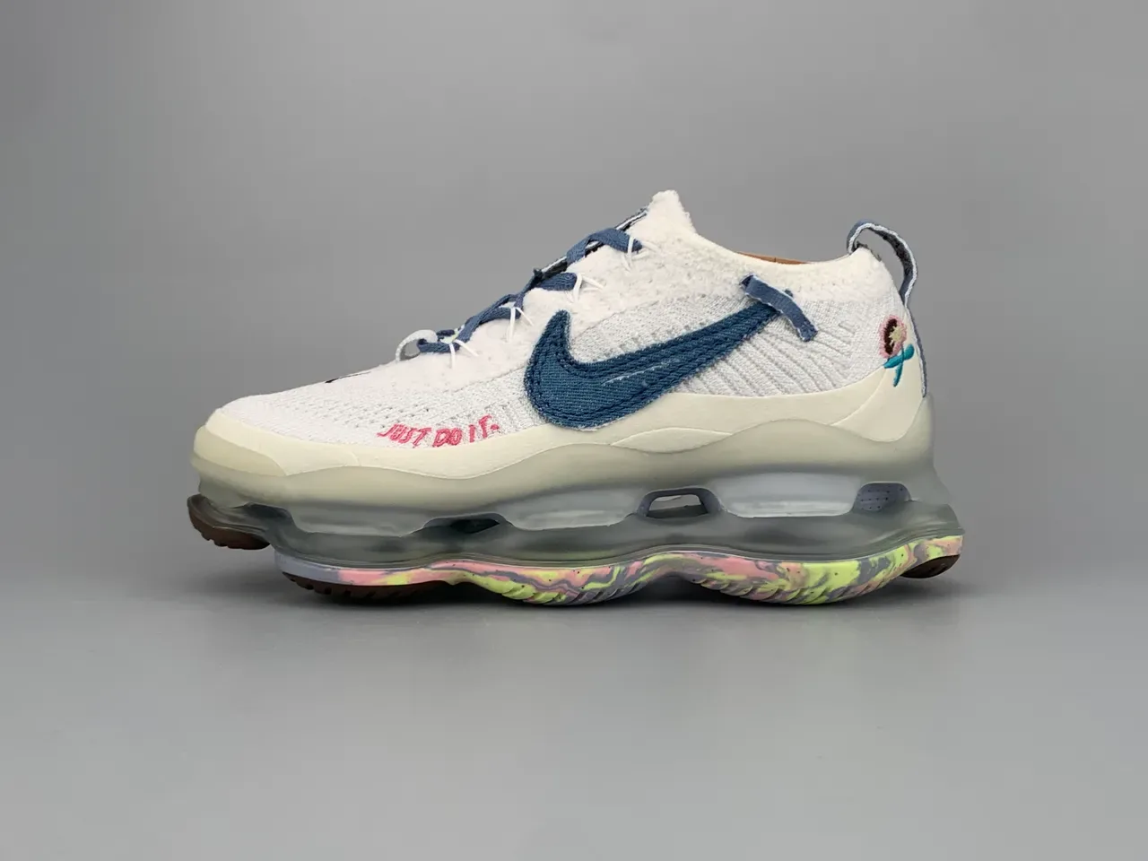 Nike White Multicolor Knit Upper Denim-Textured Swoosh Lifestyle Sneakers 18