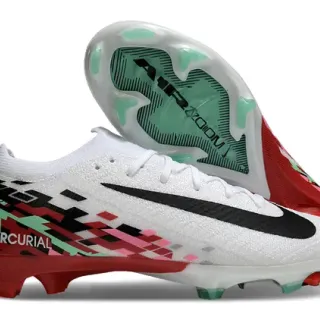 Nike White Multicolor Knit Upper Pixelated Graphic Overlay Firm-Ground Soccer Shoes