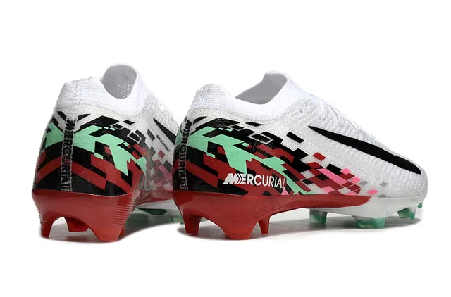 Nike White Multicolor Knit Upper Pixelated Graphic Overlay Firm-Ground Soccer Shoes 5