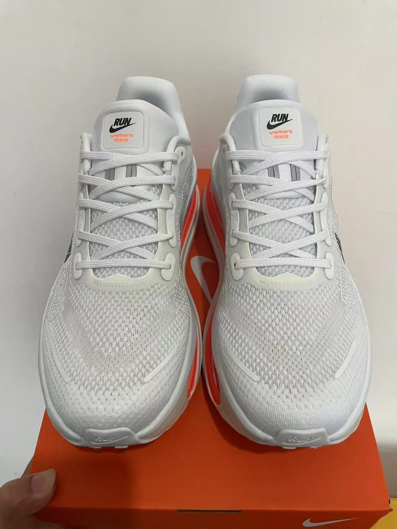 Nike White Orange Engineered Mesh Upper Full-Length Visible Air Zoom Unit Running Shoes 3