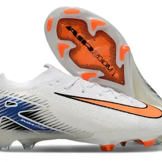 Nike White Orange Low-Cut Knit Upper Dynamic Fit Collar Firm-Ground Soccer Shoes