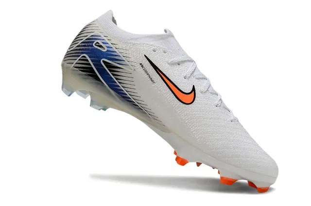 Nike White Orange Low-Cut Knit Upper Dynamic Fit Collar Firm-Ground Soccer Shoes 2