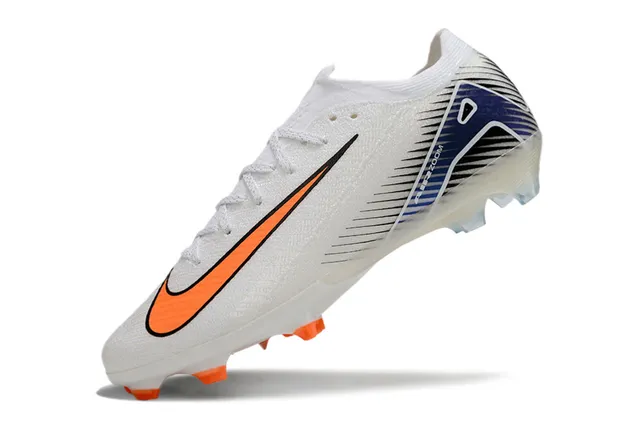 Nike White Orange Low-Cut Knit Upper Dynamic Fit Collar Firm-Ground Soccer Shoes 3